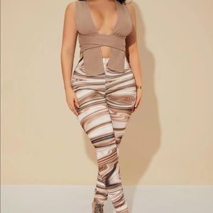 COPY - Tie back strap crop top &  all over print leggings